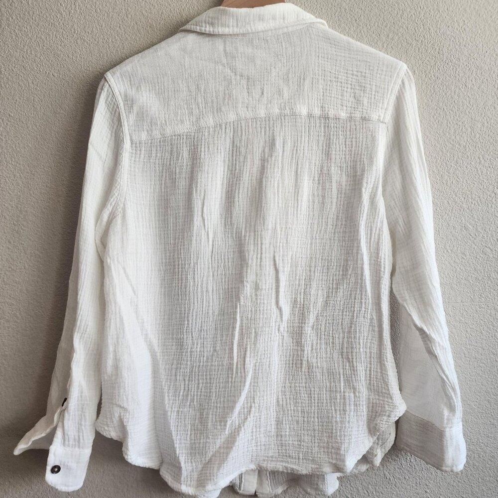 Marine Layer Shirt Womens XS White Double Gauze Cotton Button Front Top Pockets - Picture 9 of 11